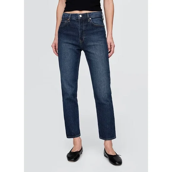 Gap Cheeky Straight High Rise Jeans Button Fly 28 6 R Dark Indigo V2 Blue Denim - Picture 11 of 11